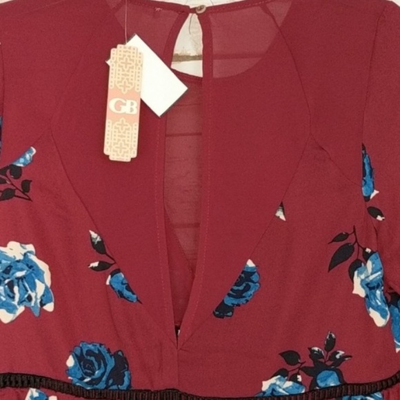 GIANNI BINI FLORAL WINE COLOR ROMPER S… - Picture 7 of 7